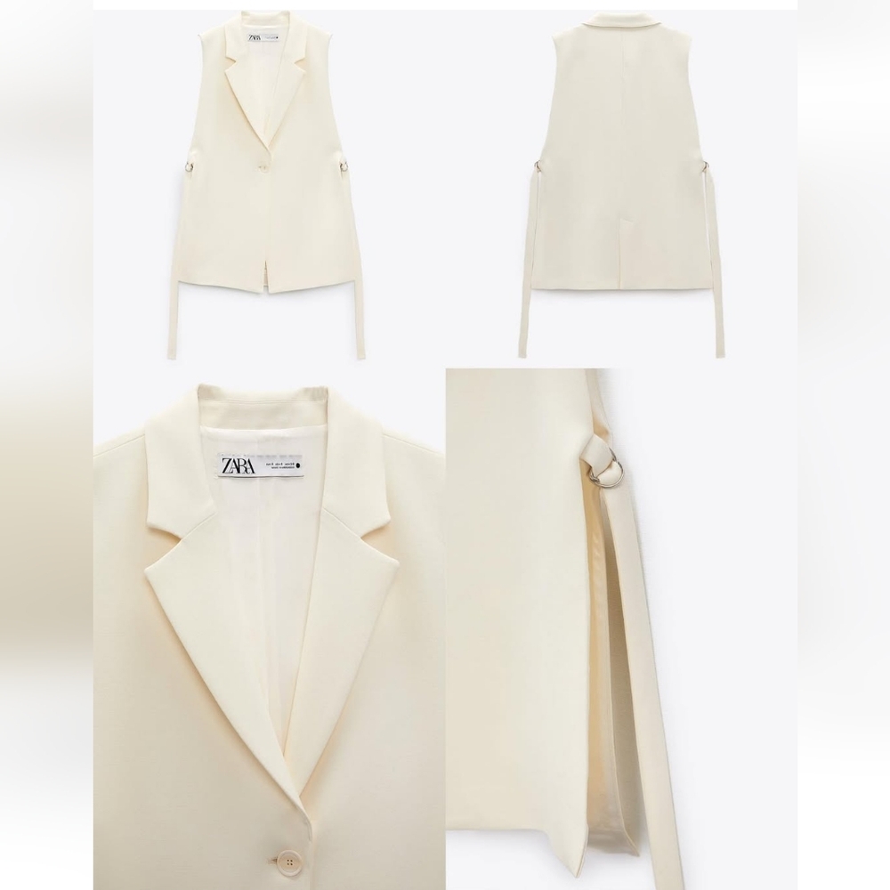 ZARA Waistcoat Vest Blazer With Vent Size S - Picture 13 of 16